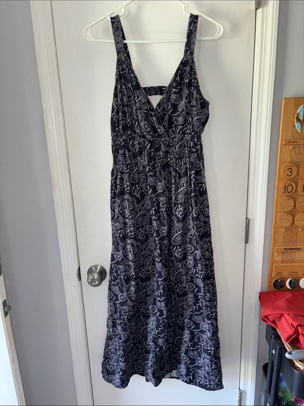 Universal Thread Dark Blue Maxi Dress with White Floral Print